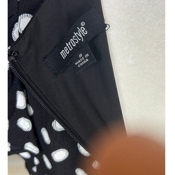 Metrostyle Women's Size 8 Black Polka Dot Ruffle Hem Midi Dress #0417 - Picture 6 of 12